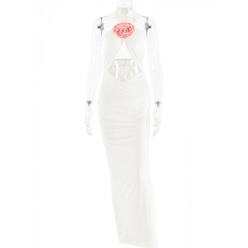 3D Flower Hollow Out Backless Women's Dress | Sleeveless Bodycon Maxi Dress ross dress for less